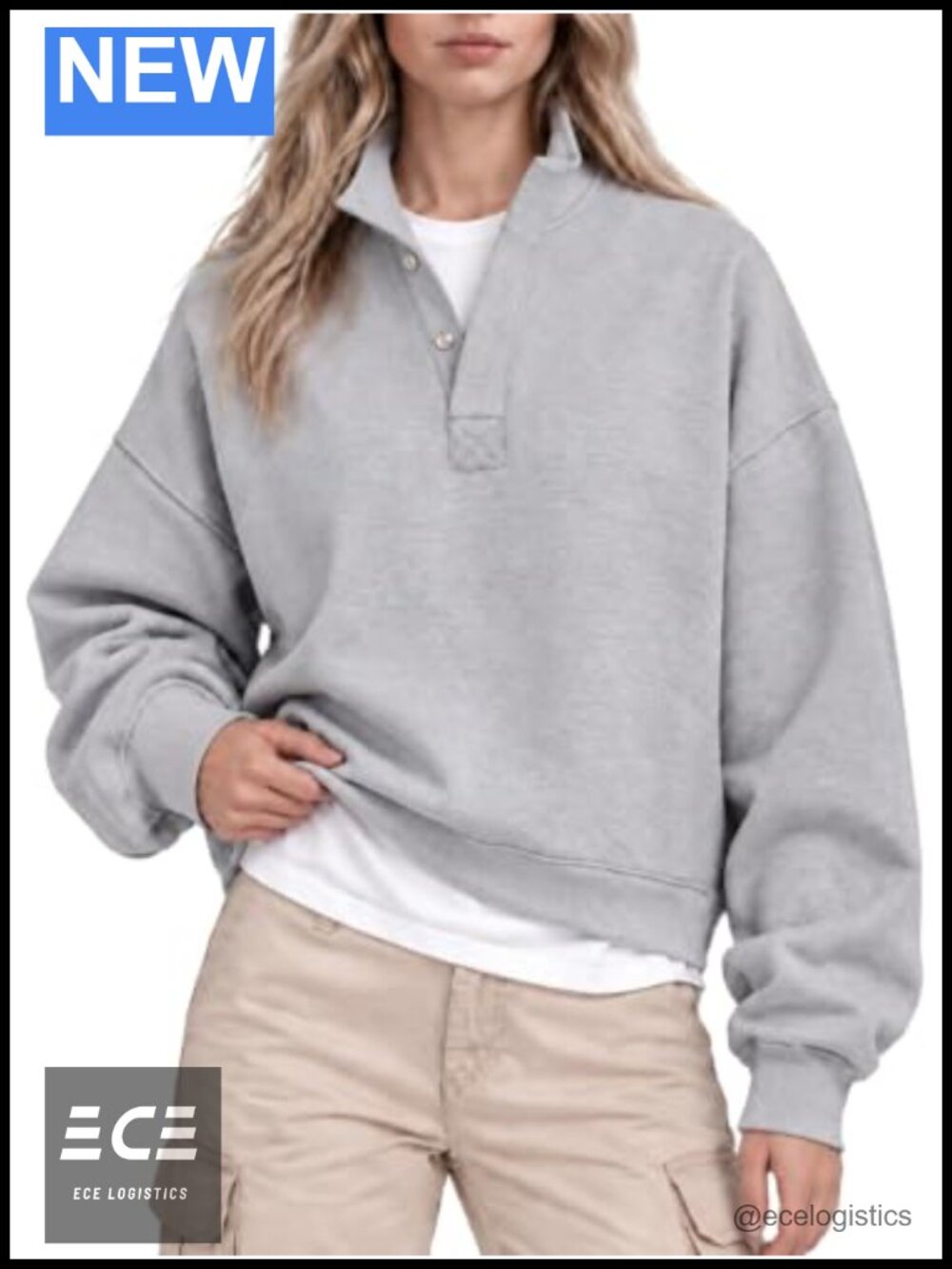 Mock Neck Cropped Fleece Sweatshirt Oversized Pullover Snap Button